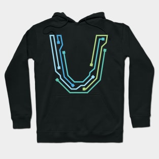 Alphabet V Circuit Typography Design Hoodie